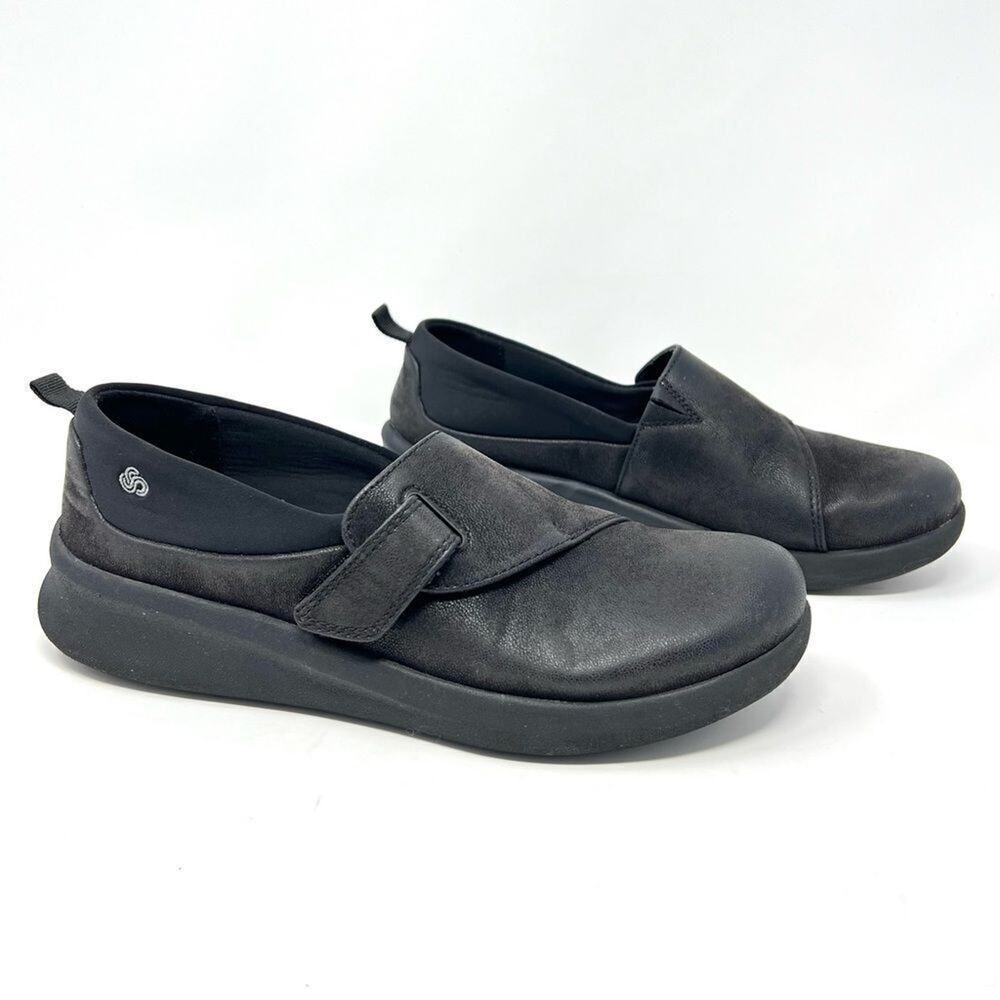 Clarks Cloudsteppers Black Sillian 2.0 Ease Adjustable Strap Slip On Shoes 7.5 - Picture 2 of 11